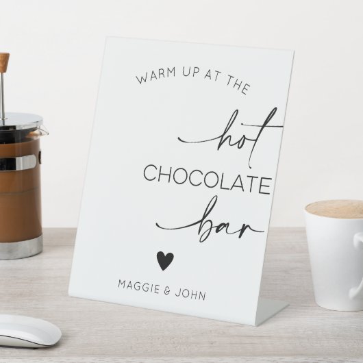 Warm op in de warme chocoladereep reclamebord met voetstuk (Insitu)