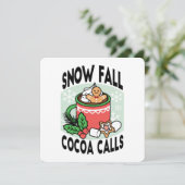 Warm op met Sneeuwval Cacaoroeps - Winterdrank Kaart (Staand voorkant)