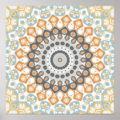 Warm Orange and Gray Geometric Mandala Pattern Poster (Voorkant)