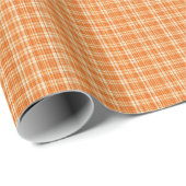 Warm Orange Linen Plaid Pattern Cadeaupapier (Rol Hoek)