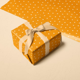 Warm Oranje Ditsy Bloem Stippen Patroon Cadeaupapier