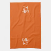 Warm Oranje Spice Hallo Herfst Keukenhanddoek (Verticaal)