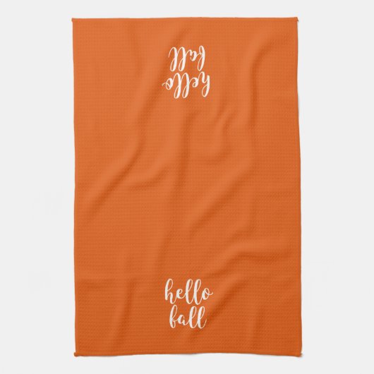 Warm Oranje Spice Hallo Herfst Keukenhanddoek (Verticaal)