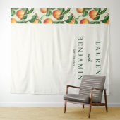 Warm Peach Illustration Border Wandkleed (In Situ (horizontaal))
