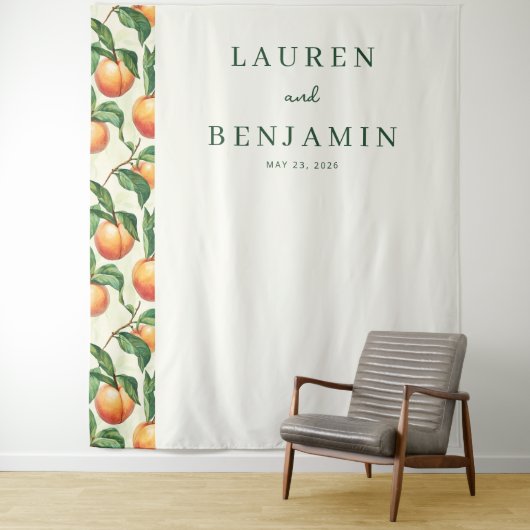 Warm Peach Illustration Border Wandkleed (In situ)