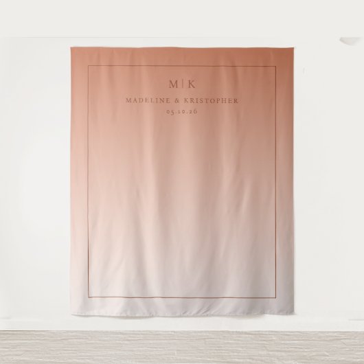 Warm Peach Minimalist Gradient Wandkleed (Voorkant)