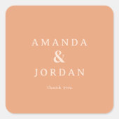 Warm Peach Minimalist Gratitude Vierkante Sticker (Voorkant)