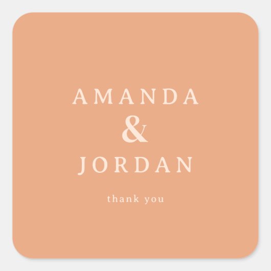 Warm Peach Minimalist Gratitude Vierkante Sticker (Voorkant)