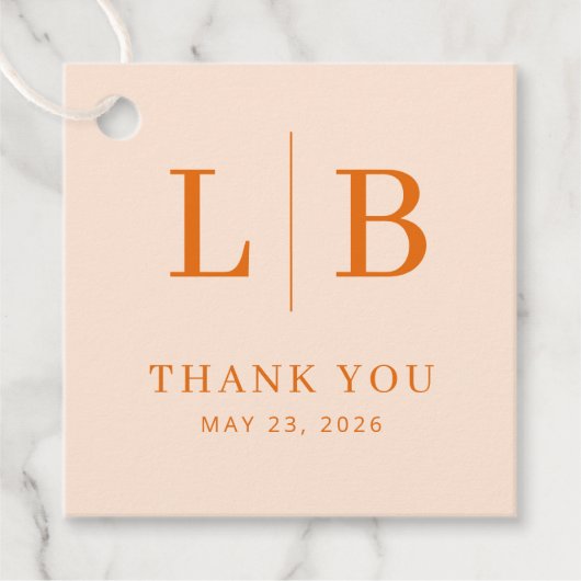 Warm Peach Minimalist Thank You Bedankjes Labels (Voorkant)