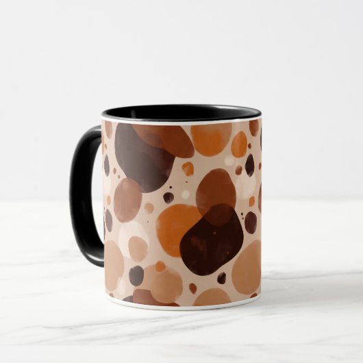 Warm Pebble Aesthetic Mug – Minimal Abstract Dots Mok (Voorkant links)
