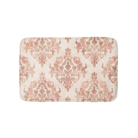 Warm Perzik Damast Aquarel Sierpatroon Badmat (Voorkant)