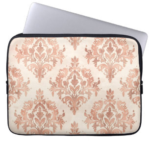 Warm Perzik Damast Aquarel Sierpatroon Laptop Sleeve
