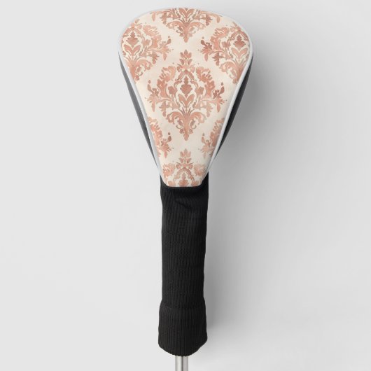 Warm Perzik Damast Waterverf Sierpatroon Golfheadcover (Voorkant)