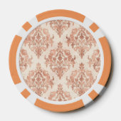 Warm Perzik Damast Waterverf Sierpatroon Poker Chips (Achterkant)
