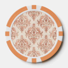 Warm Perzik Damast Waterverf Sierpatroon Poker Chips