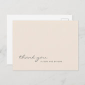 Warm perzik effen kleurenscript dank u Briefkaart (Voorkant / Achterkant)