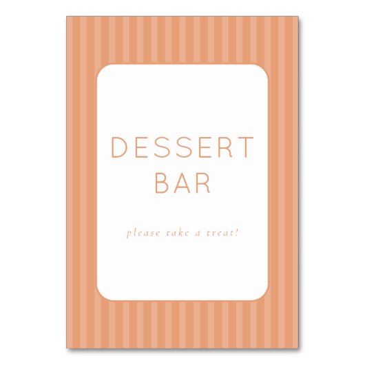 Warm Perzik Minimalistische Dessert Bar Bord Kaart (Voorkant)