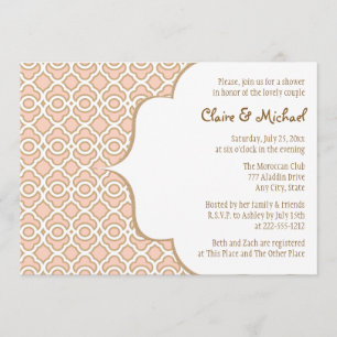 Warm PInk Gold Moroccan Couples Wedding Shower Kaart