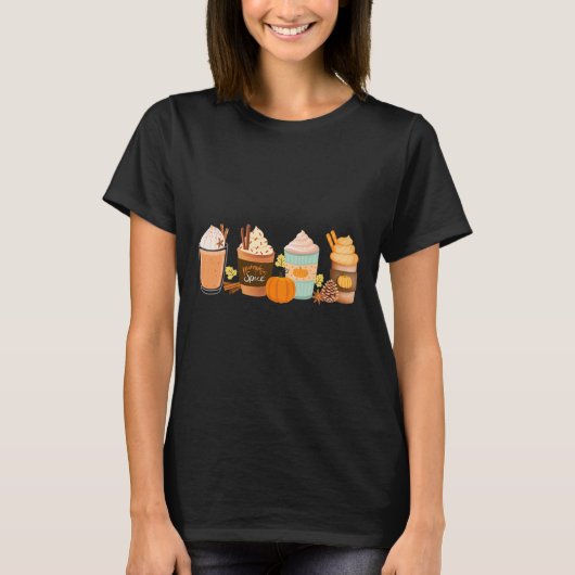 Warm Pumpkin Spice Latte Drink Herfst Koffielatten T-shirt (Voorkant)