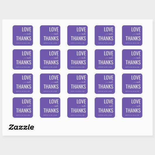 Warm Purple Typographic Gratitude Vierkante Sticker (Vel)