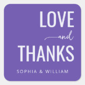 Warm Purple Typographic Gratitude Vierkante Sticker (Voorkant)