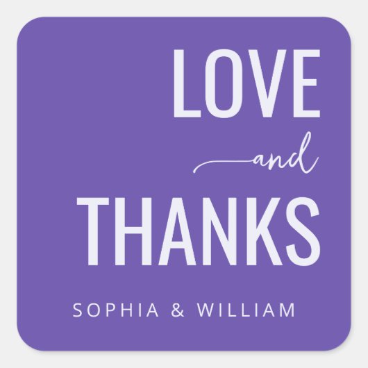 Warm Purple Typographic Gratitude Vierkante Sticker (Voorkant)
