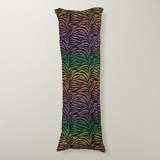 Warm Rainbow Tiger Animal Print Lichaamskussen (Voorkant Verticaal)