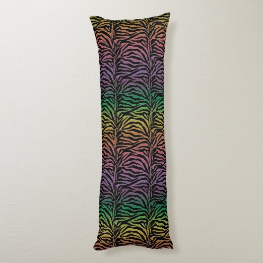 Warm Rainbow Tiger Animal Print Lichaamskussen (Achterkant (Verticaal))