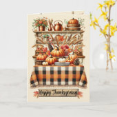 Warm Red and Orange Farmhouse Thanksgiving Kaart (Gele Bloem)