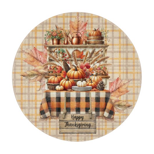 Warm Red and Orange Farmhouse Thanksgiving Snijplank (Voorkant)