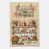 Warm Red and Orange Farmhouse Thanksgiving Theedoek (Verticaal)