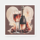 Warm Red and Tan Watercolor Champagne Bottle Servet (Voorkant)
