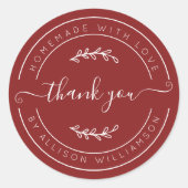 Warm Red Homemade Thank You Label (Voorkant)