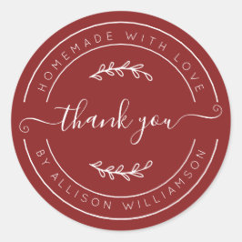 Warm Red Homemade Thank You Label