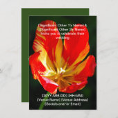 Warm Red Orange Tulip Wedding Invitation Kaart (Voorkant / Achterkant)