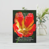 Warm Red Orange Tulip Wedding Invitation Kaart (Staand voorkant)