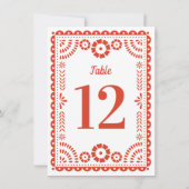 Warm Red Papel Picado Bruiloft Tafelnummer (Achterkant)