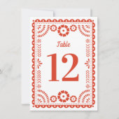 Warm Red Papel Picado Bruiloft Tafelnummer (Voorkant)