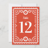 Warm Red Papel Picado Bruiloft Tafelnummer (Voorkant)