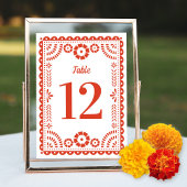 Warm Red Papel Picado Bruiloft Tafelnummer