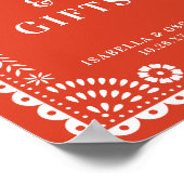Warm Red Papel Picado Weddenschap Poster (Hoek)