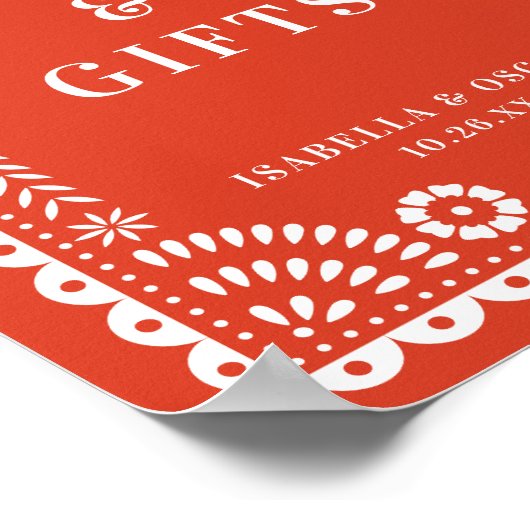Warm Red Papel Picado Weddenschap Poster (Hoek)