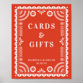Warm Red Papel Picado Weddenschap Poster (Voorkant)