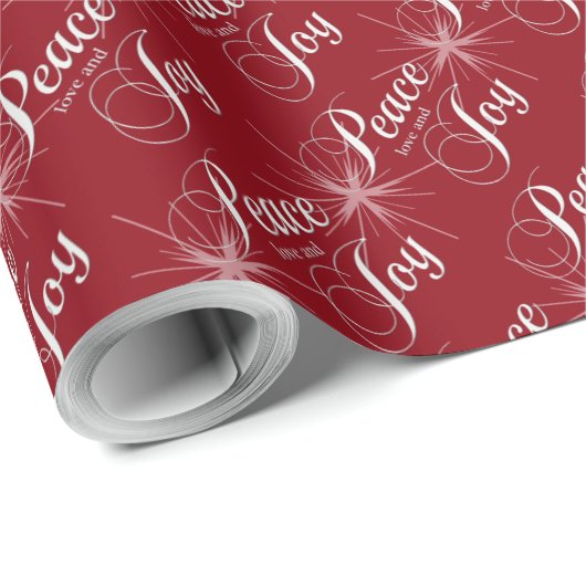 Warm Red Peace, Love and Joy Cadeaupapier (Rol Hoek)