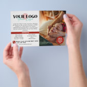 Warm Red Your Logo Photos QR Spa Salon Flyer (Hand)