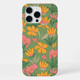 Warm Retro Bloemmotief Naadloos Patroon iPhone 16 Pro Max Hoesje