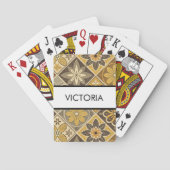 Warm Retro Floral Pattern Mosaic Personalized Pokerkaarten (Achterkant)