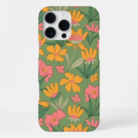 Warm Retro Floral Seamless Pattern iPhone Hoesje (Achterkant)