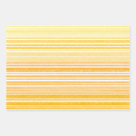 Warm Retro Waterverf Stripes in mosterdgeel Inpakpapier Vel