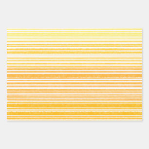 Warm Retro Waterverf Stripes in mosterdgeel Inpakpapier Vel